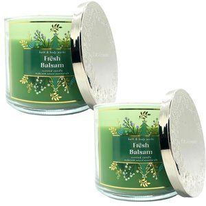 Set Of 2 Bath & Body Works Fresh Balsam 3 Wick Scented Candles 14.5oz